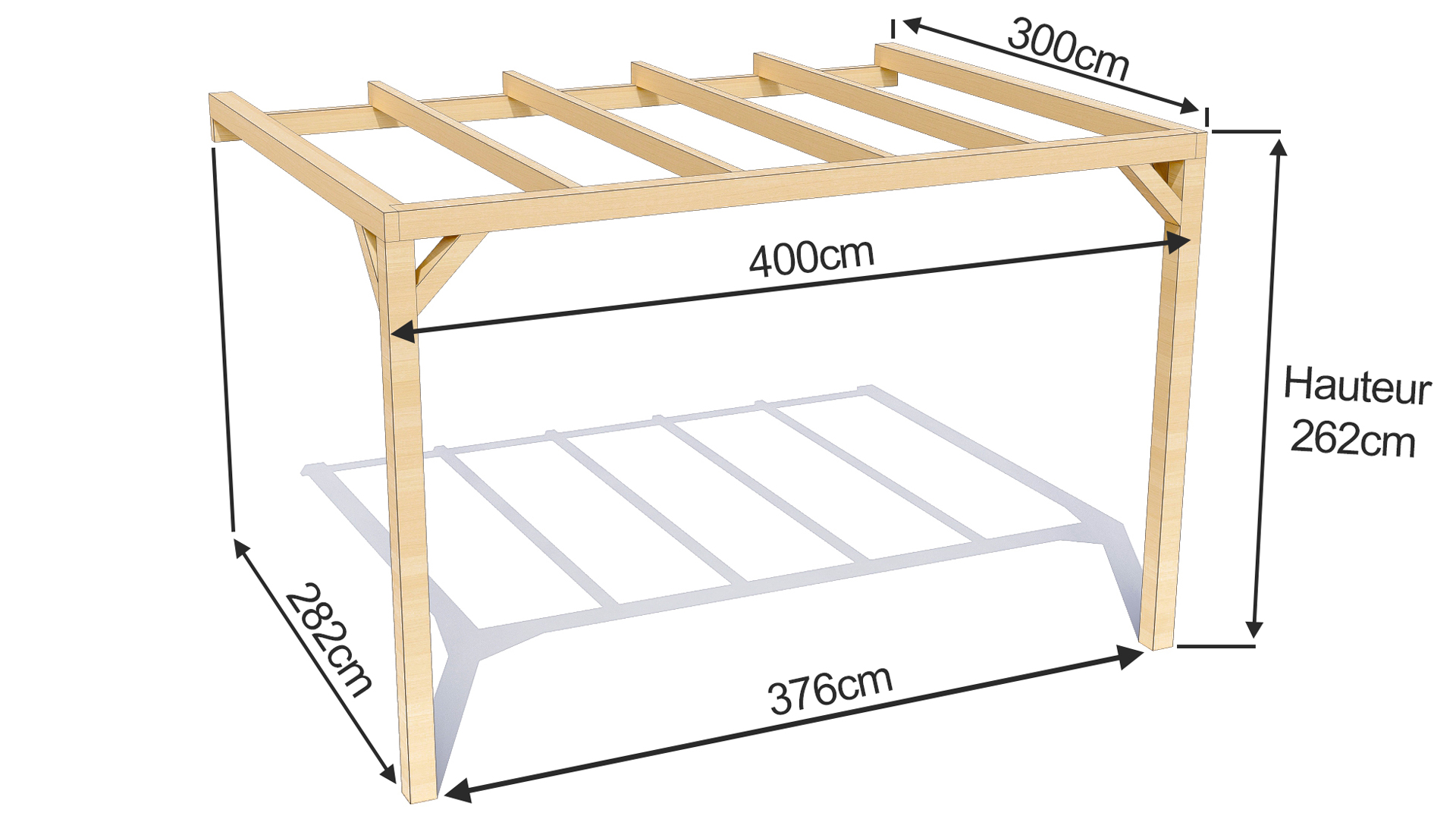 dimensions d'une pergola bois come 4x3m